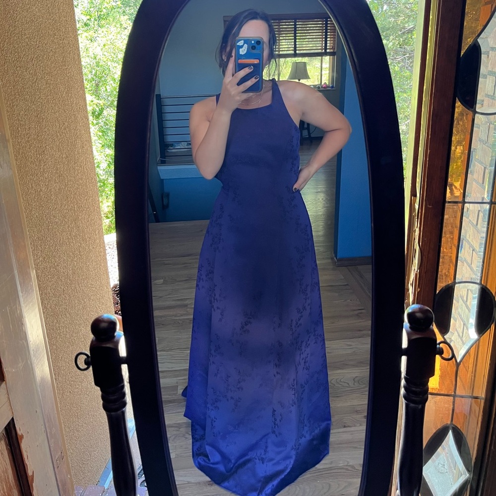 Purple maxi dress with floral detail
